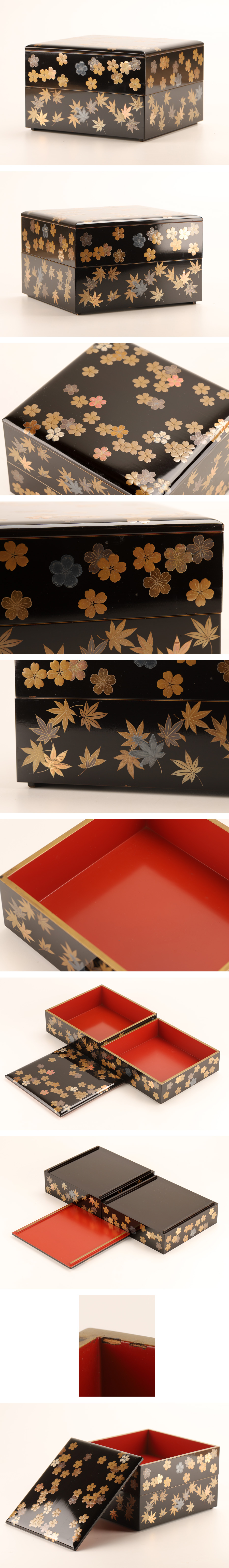 【セール爆買い】【琴》送料無料 木製漆器 雲錦蒔絵二段重箱 KF989 重箱