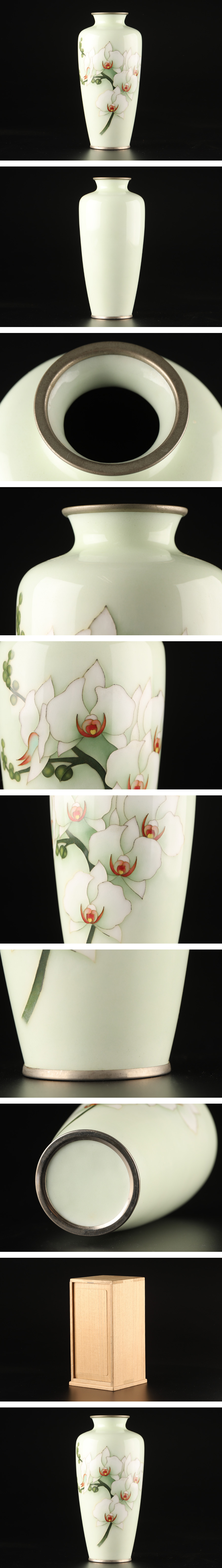 通販値下中国美術 七宝花図花瓶 箱付 KH263 花器