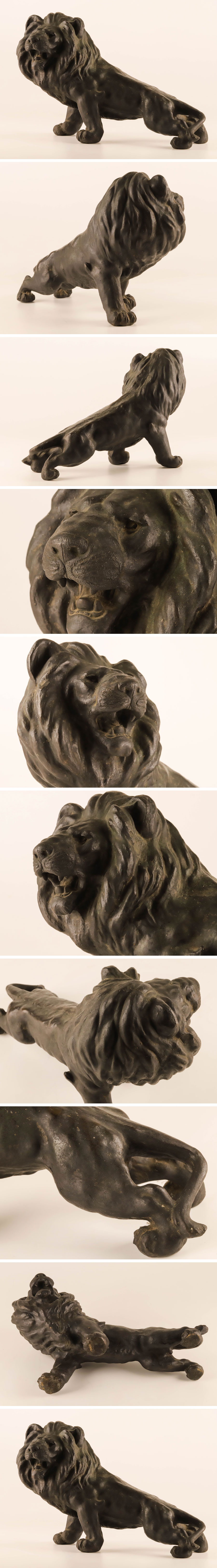 【SALEお買い得】古美術品 古銅 ライオン置物 重量約10kg KH216 その他